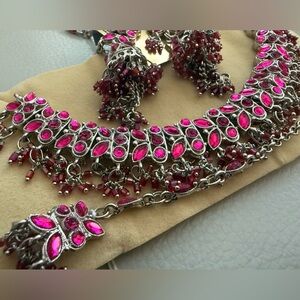 Brand New Statement Jewelry Set – Necklace, Ear Wrap Earrings & Tikka